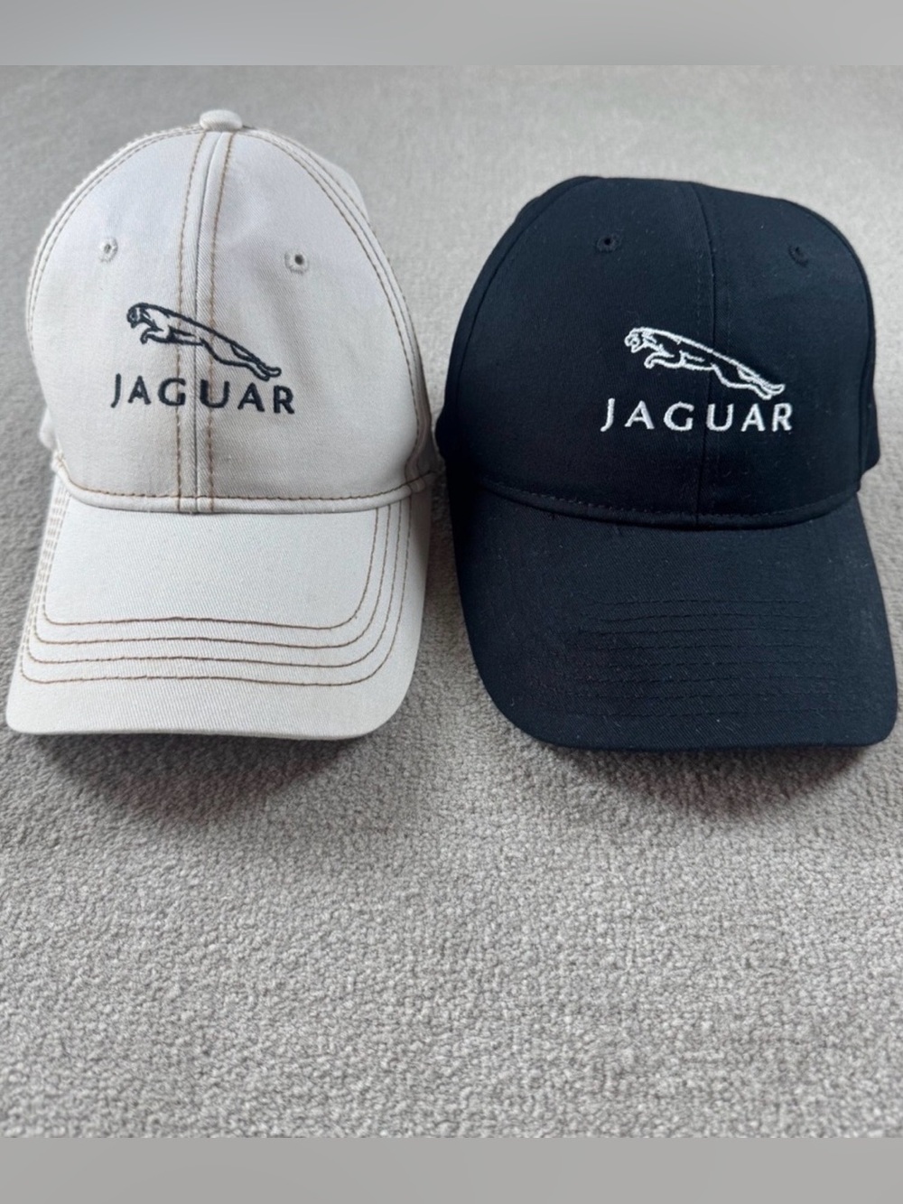 Jaguar Baseball Caps Bundle Two Pack Black Tan Adjustable Strapback Hats